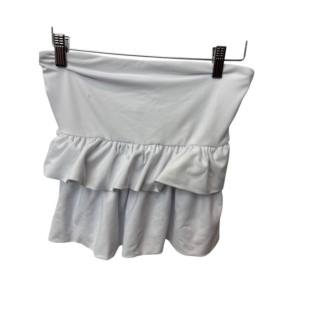 NWT Susana Monaco S Sugar White Strapless Ruffle Tiered Peplum Preppy Tube Top